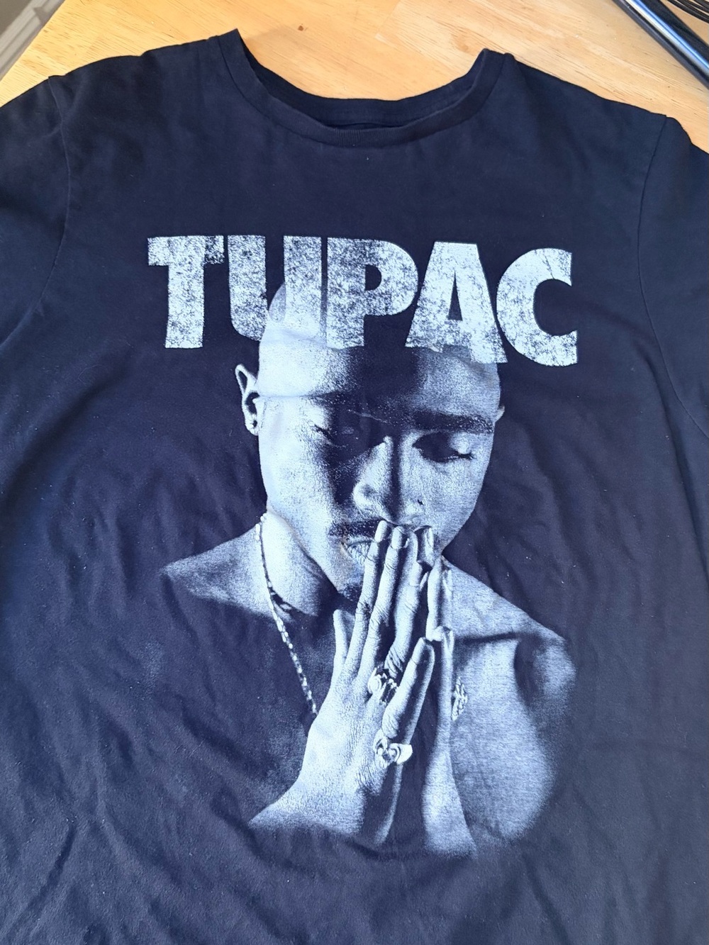 Black Graphic Tupac Print T-Shirt